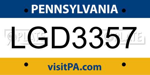 LGD3357 Pennsylvania License Plate