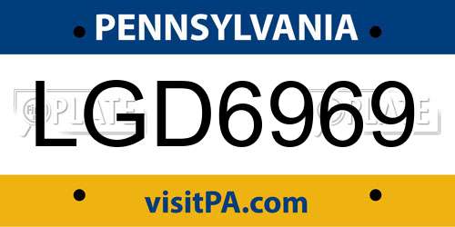 LGD6969 Pennsylvania License Plate