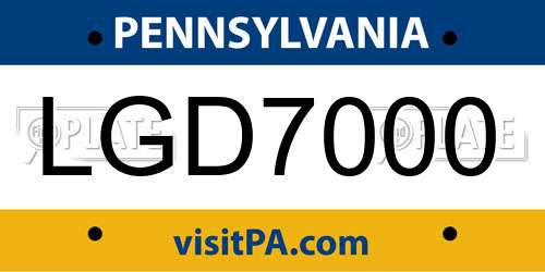 LGD7000 Pennsylvania License Plate