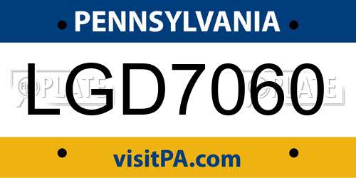 LGD7060 Pennsylvania License Plate