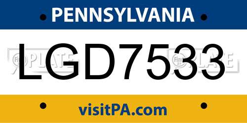 LGD7533 Pennsylvania License Plate