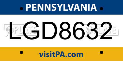 LGD8632 Pennsylvania License Plate