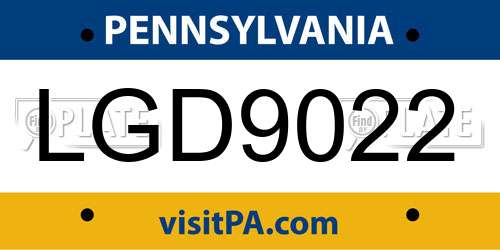 LGD9022 Pennsylvania License Plate
