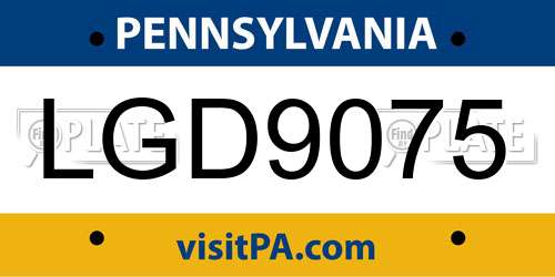 LGD9075 Pennsylvania License Plate