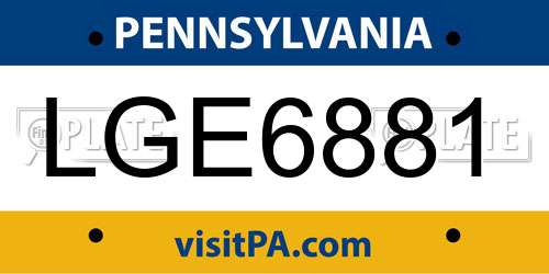 LGE6881 Pennsylvania License Plate