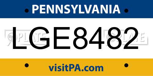 LGE8482 Pennsylvania License Plate
