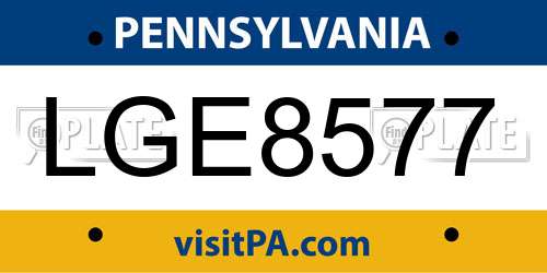 LGE8577 Pennsylvania License Plate