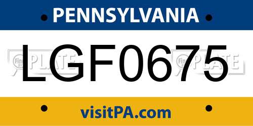 LGF0675 Pennsylvania License Plate