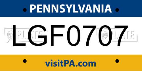 LGF0707 Pennsylvania License Plate