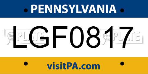 LGF0817 Pennsylvania License Plate