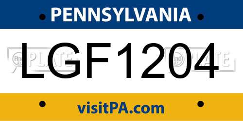 LGF1204 Pennsylvania License Plate