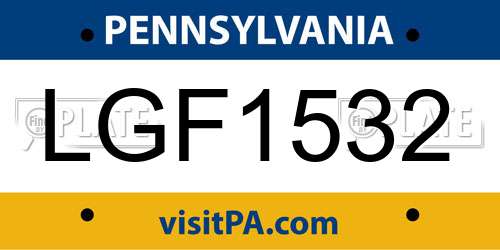 LGF1532 Pennsylvania License Plate