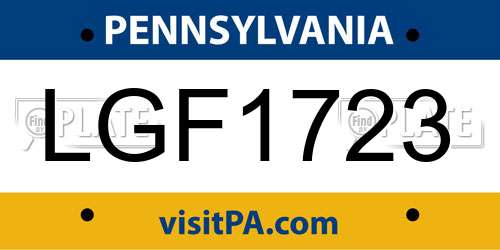 LGF1723 Pennsylvania License Plate