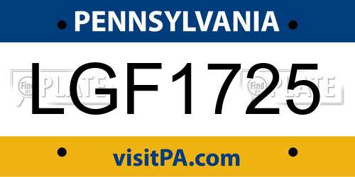 LGF1725 Pennsylvania License Plate
