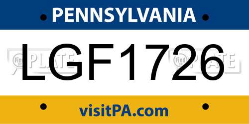 LGF1726 Pennsylvania License Plate