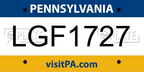 LGF1727 Pennsylvania License Plate