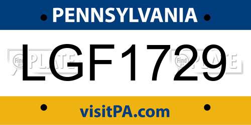 LGF1729 Pennsylvania License Plate