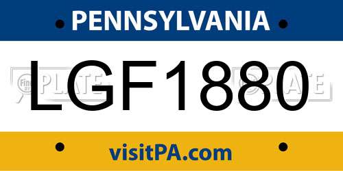 LGF1880 Pennsylvania License Plate