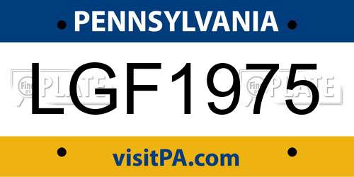 LGF1975 Pennsylvania License Plate