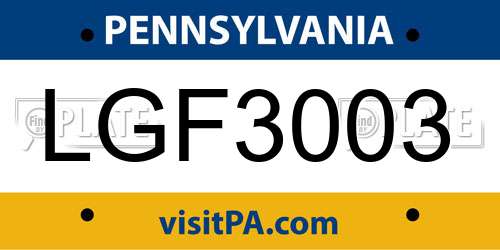 LGF3003 Pennsylvania License Plate
