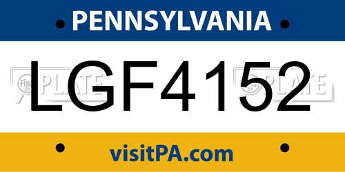 LGF4152 Pennsylvania License Plate