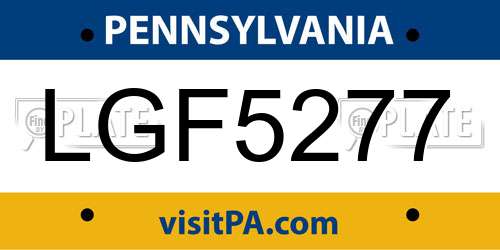 LGF5277 Pennsylvania License Plate