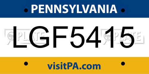 LGF5415 Pennsylvania License Plate