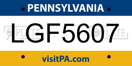LGF5607 Pennsylvania License Plate