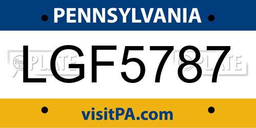 LGF5787 Pennsylvania License Plate