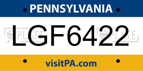 LGF6422 Pennsylvania License Plate