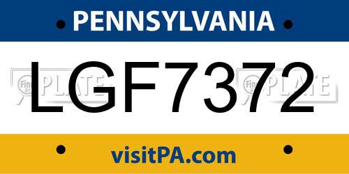 LGF7372 Pennsylvania License Plate