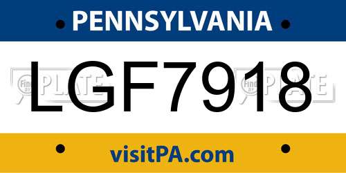 LGF7918 Pennsylvania License Plate
