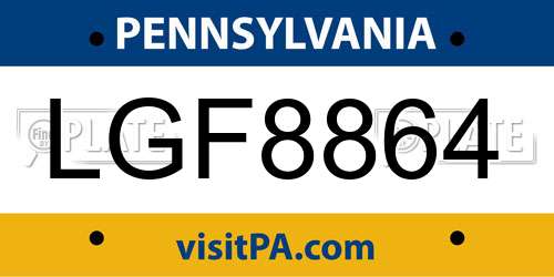 LGF8864 Pennsylvania License Plate