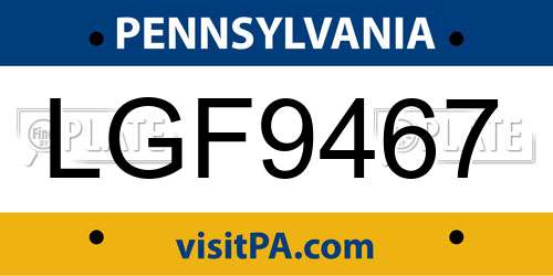 LGF9467 Pennsylvania License Plate