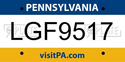 LGF9517 Pennsylvania License Plate