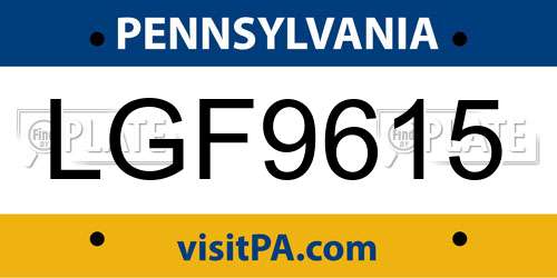LGF9615 Pennsylvania License Plate