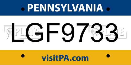 LGF9733 Pennsylvania License Plate