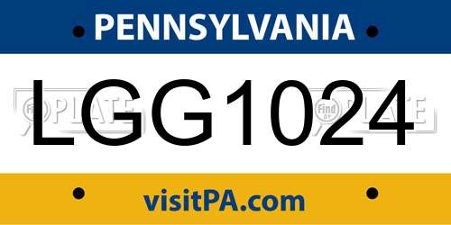 LGG1024 Pennsylvania License Plate
