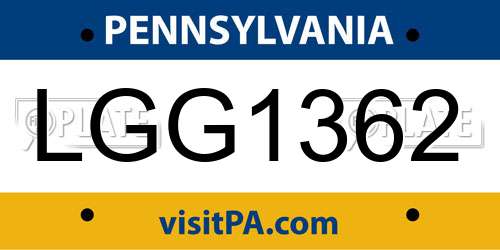 LGG1362 Pennsylvania License Plate