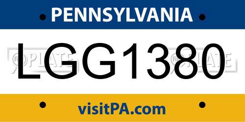 LGG1380 Pennsylvania License Plate