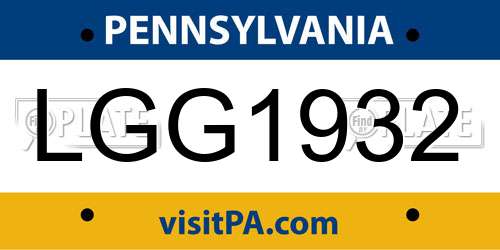 LGG1932 Pennsylvania License Plate