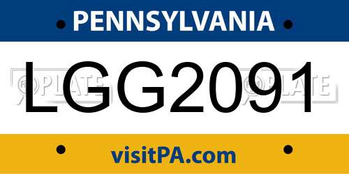 LGG2091 Pennsylvania License Plate
