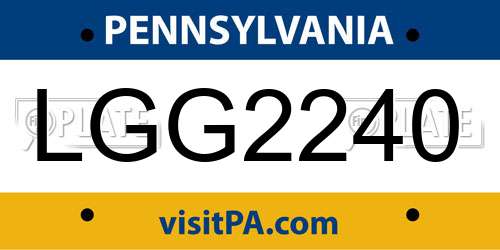 LGG2240 Pennsylvania License Plate