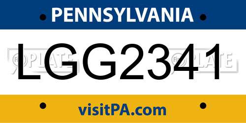LGG2341 Pennsylvania License Plate