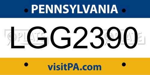 LGG2390 Pennsylvania License Plate