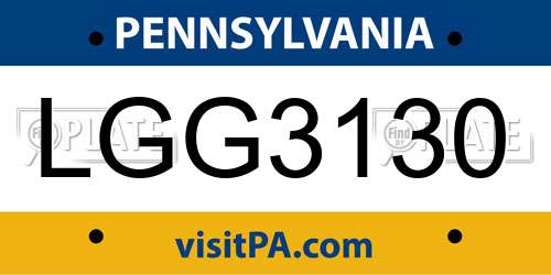 LGG3130 Pennsylvania License Plate