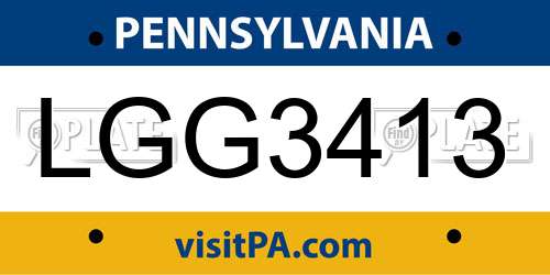 LGG3413 Pennsylvania License Plate