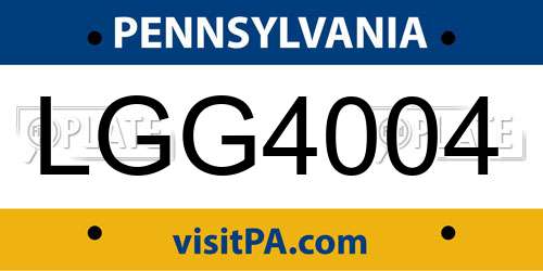 LGG4004 Pennsylvania License Plate