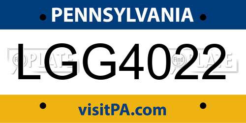 LGG4022 Pennsylvania License Plate