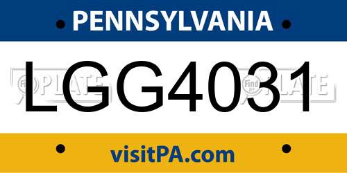 LGG4031 Pennsylvania License Plate